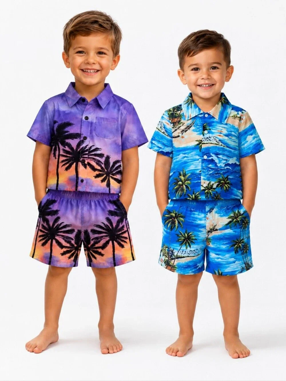 SHEIN BOYS SET OF 2 TROPICAL HAWAIIAN OUTFITS SZ 4T